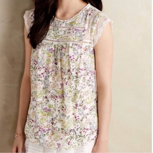 Anthropologie Meadow Rue Nellore Floral Blouse Sm - Picture 2 of 3